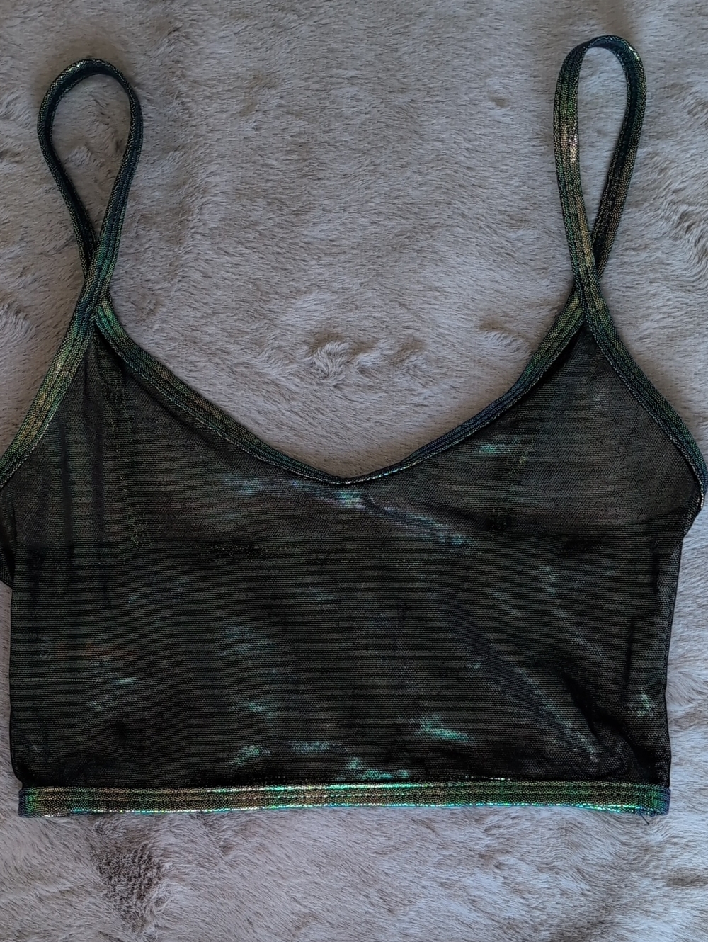 Valentine Iridescent Black Sheer Mesh Cami